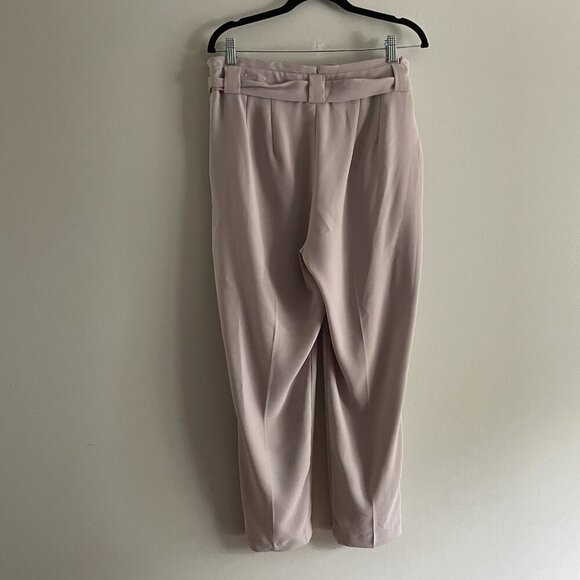 Express Women 12R Mauve Pleated Sash Tie Belt High Rise Paperbag Ankle Pants - Picture 6 of 10